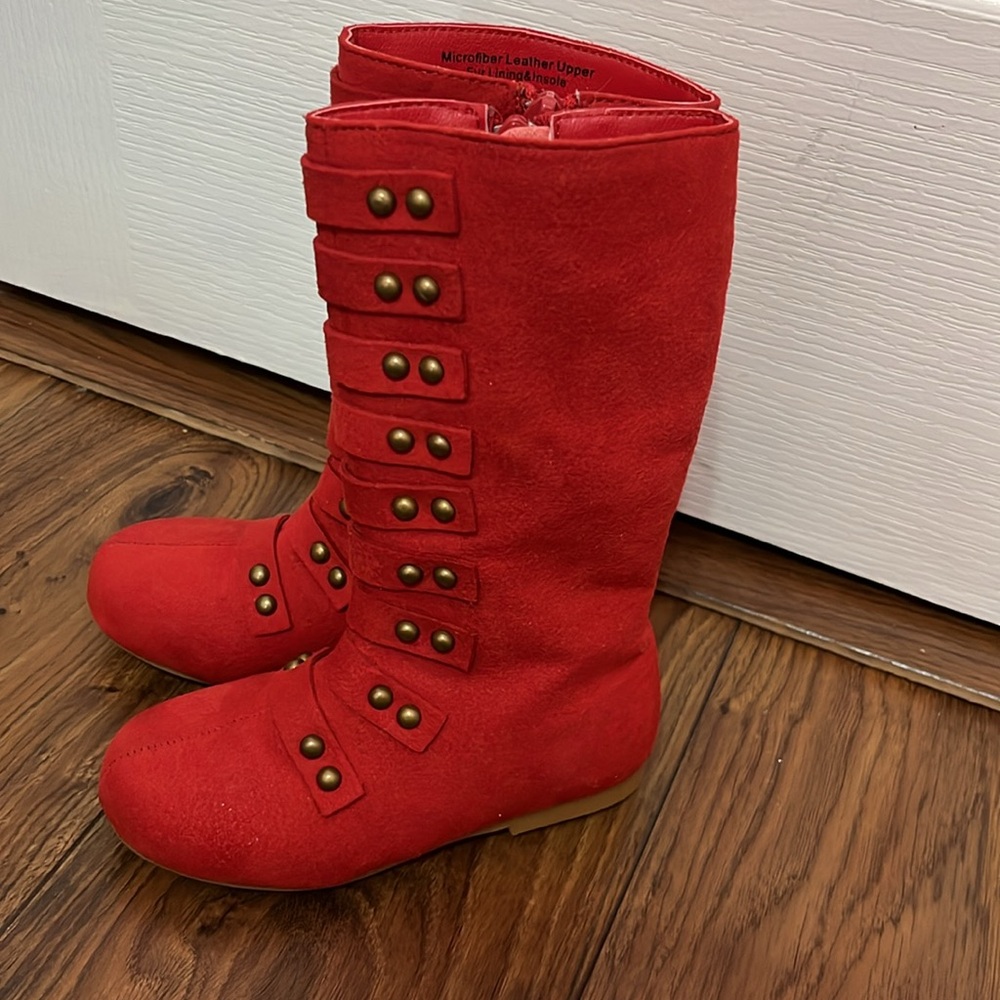 Red suede boots